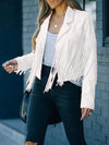 Faux Suede Cropped Fringe Jacket with Lapel Collar | MsDressly