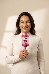 Women's Large Cherry Gingham Paddle Brush for Smooth Styling