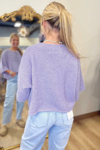 Lavendula 3/4 Sleeve Boxy Knit Button Down Sweater Cardigan