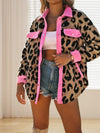 Leopard Print Polar Fleece Cardigan Jacket For Women