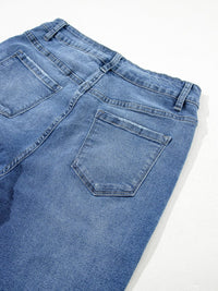 Light Blue Retro Distressed Frayed Skinny Jeans