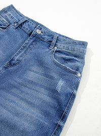 Light Blue Retro Distressed Frayed Skinny Jeans