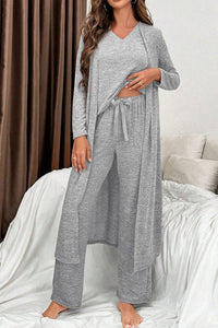 Light Grey 3-Piece Heathered Lounge Set & Duster