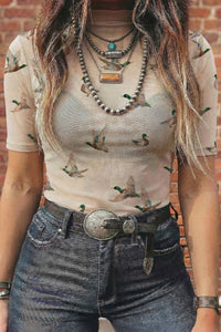 Women's Lightweight Beige Sheer Mesh Top for Women - Stylish Mallard Design, Breathable Summer Essential for Effortless Chic
