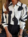 Abstract Print Long Sleeve Blouse