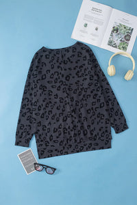 Loose Leopard Print Crew Neck Short Sleeve Dress