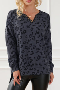 Loose Leopard Print Crew Neck Short Sleeve Dress