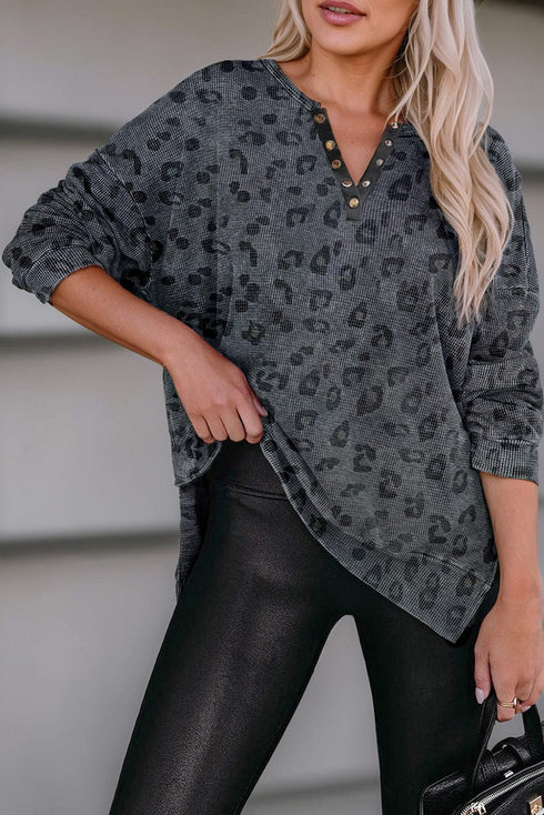 Loose Leopard Print Crew Neck Short Sleeve Dress
