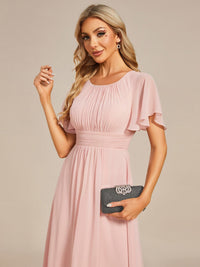 Lotus Blossom Chiffon A-Line Knee-Length Dress for Wedding Guests