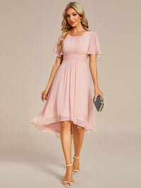 Lotus Blossom Chiffon A-Line Knee-Length Dress for Wedding Guests
