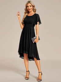 Lotus Blossom Chiffon A-Line Knee-Length Dress for Wedding Guests