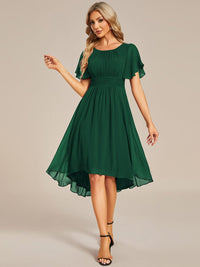 Lotus Blossom Chiffon A-Line Knee-Length Dress for Wedding Guests