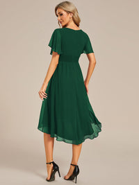Lotus Blossom Chiffon A-Line Knee-Length Dress for Wedding Guests