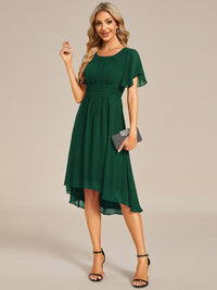 Lotus Blossom Chiffon A-Line Knee-Length Dress for Wedding Guests
