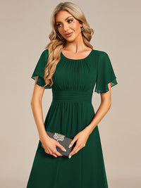 Lotus Blossom Chiffon A-Line Knee-Length Dress for Wedding Guests