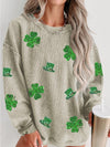 Lucky Clover Patched Corduroy Sequin Sweatshirt