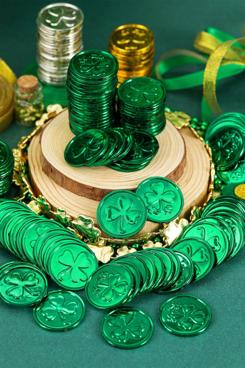 Women's Metallic Shamrock Decorative Coins 100-Pack for St. Patrick's Day
