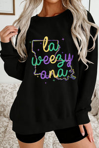 Women's Mardi Gras Louisiana Graphic Sweatshirt in Black Pullover