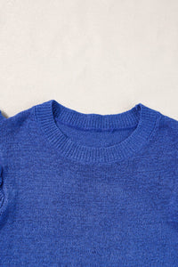 Midnight Blue Ruffle Sleeve Knit Top