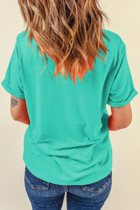 Mint Green Hello Summer Crab Print Loose Fit Short Sleeve T-Shirt