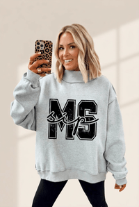 Women's Mississippi Mock Neck Graphic Sweatshirt in Light Grey Heather