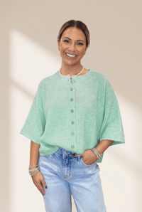 Women's Moonlight Jade 3/4 Sleeve Boxy Knit Cardigan