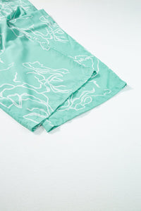 Moonlight Jade Floral Printed Wide Leg Jumpsuit
