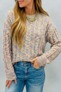 Women's Multicolor Cable Knit Sweater