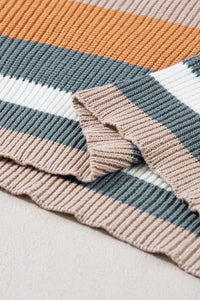 Multicolor Striped Round Neck Long Sleeve T-Shirt