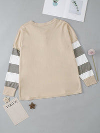 Multicolor Striped Round Neck Long Sleeve T-Shirt