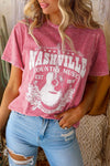 Nashville Vibes Red Graphic Tee for Music Lovers