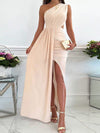 V-Neck Long Sleeve Split Evening Dress