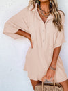 Plus Size Formal Shirt, Women's Plus Plain Long Sleeve Turn Down Collar Button Up Workwear Shirt