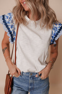 Women's Pastel Flutter Sleeve Blouse for Women - Casual Chic Top with Elegant Fit for Effortless Everyday Style