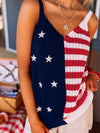 Patriotic Red Striped Star Tank Top