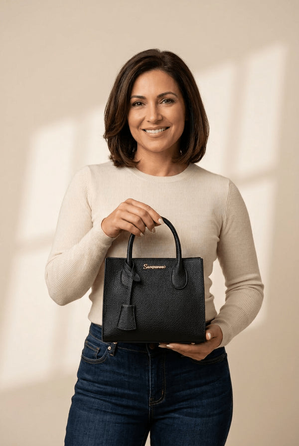 Women's Pebbled Vegan Leather Structured Mini Satchel