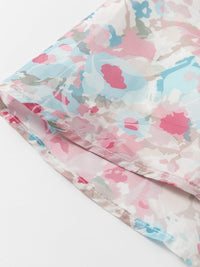 Pink Blossom Square Neck Ruffled Mini Dress