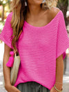 Pink Boat Neck Loose Knit Dolman Sleeve Sweater