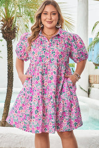 plus size floral a line dress
