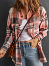 Pink Plaid Button-Up Shirt with Patch Pockets