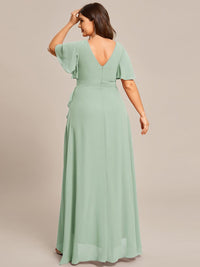 Plus Size Elegant Lotus Sleeves Chiffon Bridesmaid Dress