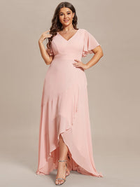 Plus Size Elegant Lotus Sleeves Chiffon Bridesmaid Dress