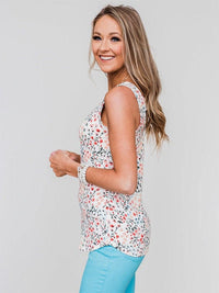 Plus Size Round Neck Floral Printed Pattern Chiffon Blouse