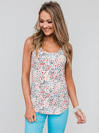 Plus Size Round Neck Floral Printed Pattern Chiffon Blouse
