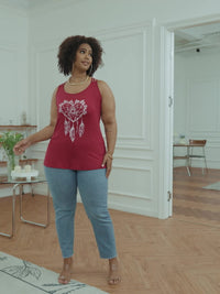 Plus Size Solid Contrast Lace Criss Cross Cami Top, Women's Plus Slight Stretch Casual Top