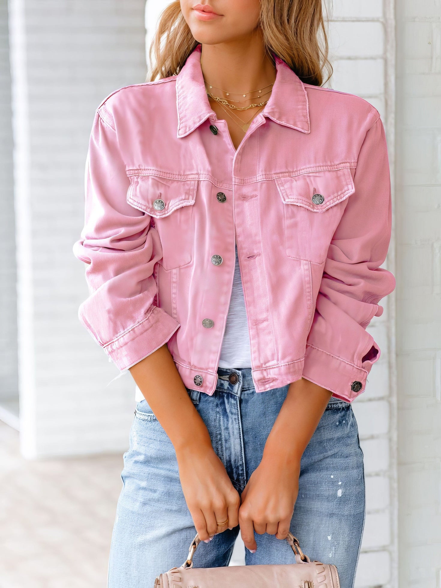 Cap Sleeve Denim Jacket with Pockets