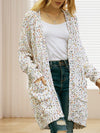 Polka Dot Print Mid-Length Loose Cardigan Sweater With Long Sleeves