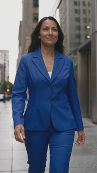 Royal Blue Tailored Princess-Seam Blazer Jacket made for easy styling and wardrobe coordination, with premium-like structure and finish