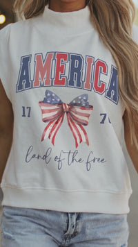Women's Casual White Patriotic Mock Turtleneck Tee with American Flag Print - Comfy Summer Top for Celebrations and Events