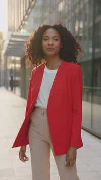 Women's Women’s Open-Front Collarless Longline Blazer